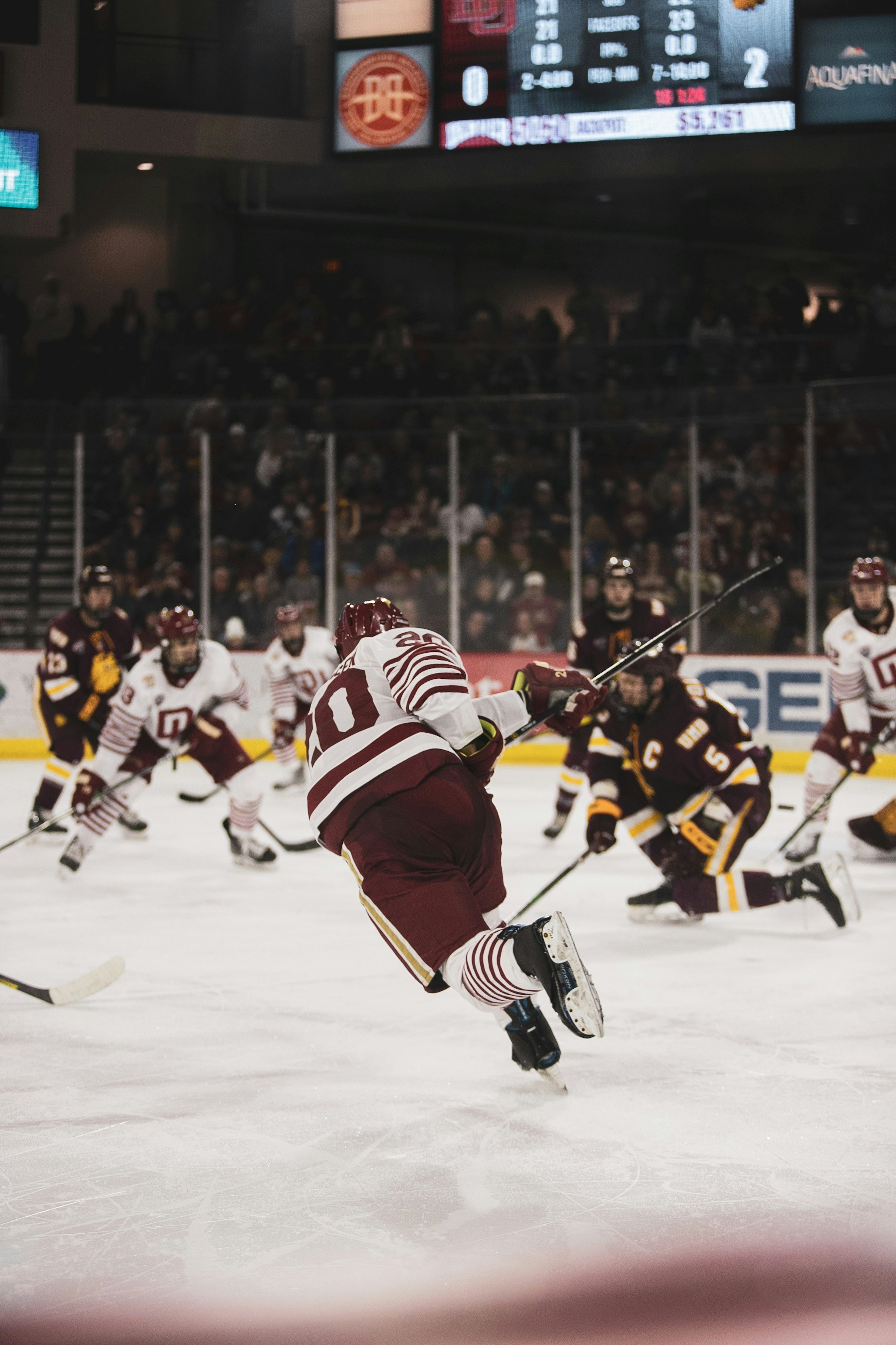 Hockey player on the ice during tryout season